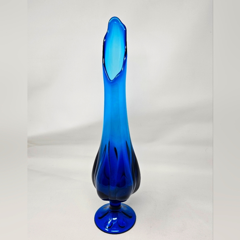 VIKING GLASS 6 petal swung stretch vase 18" vinatge